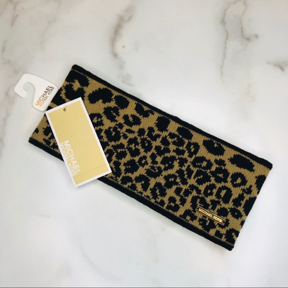 MICHAEL KORS Leopard Knit Headband Ear Warmer